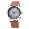 Floral Quartz Watch with Leather Band