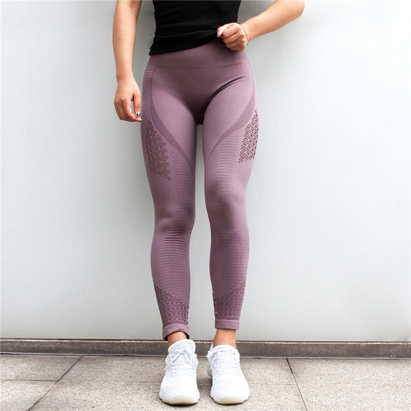 High-Waist Yoga Pants (Dark Purple)