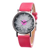 Floral Quartz Watch with Leather Band