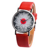 Floral Quartz Watch with Leather Band