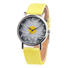 Floral Quartz Watch with Leather Band